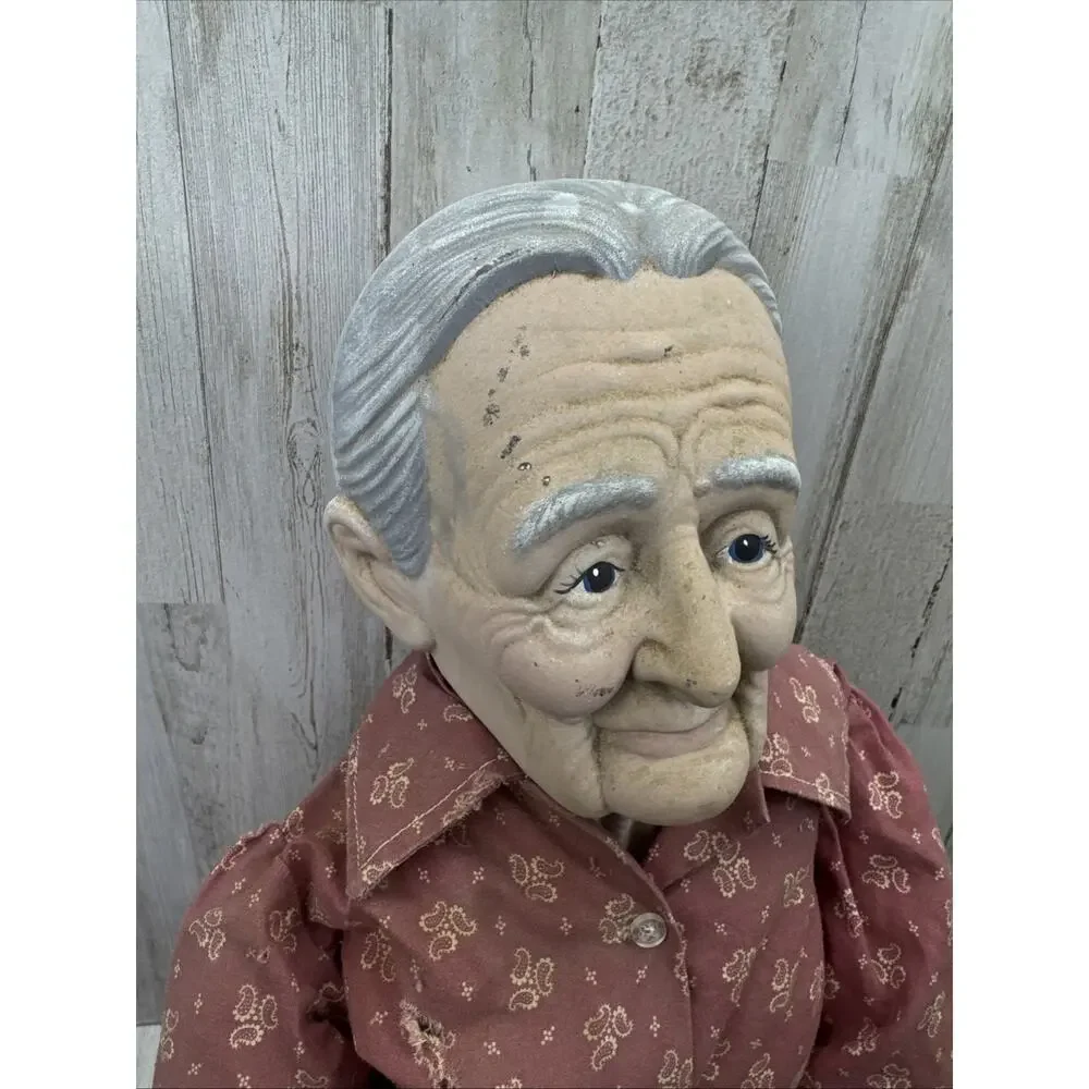 William Wallace Grandpa & Grandma Porcelain Dolls Farmer 32” Porch Patio Decor